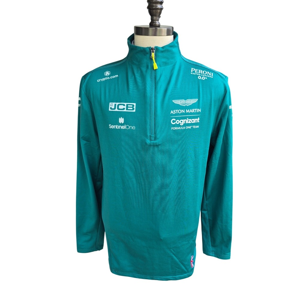 Aston Martin F1 Team Quarter‎ Zip Pullover Green Cognizant Formula One Top Sz XL